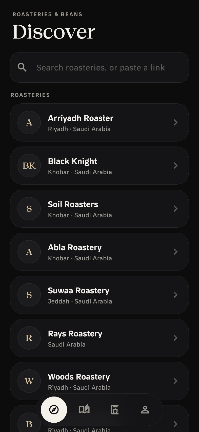 Discover: search specialty roasteries